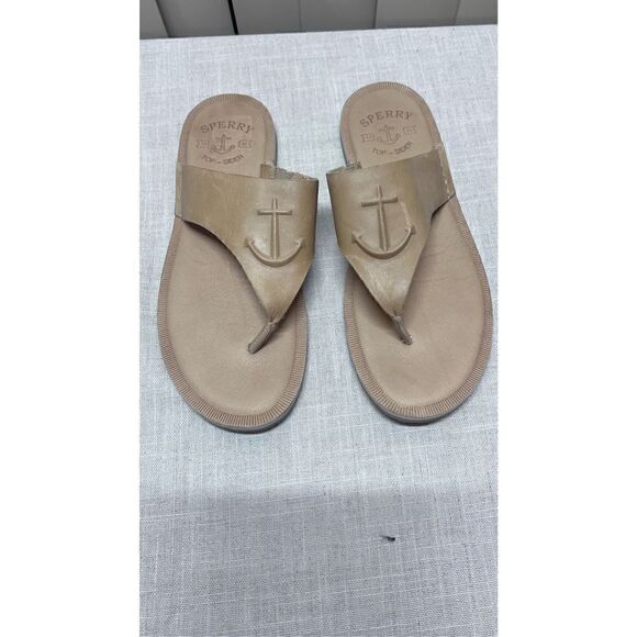SPERRY TOPSIDERS SEAPORT TAN LEATHER SANDALS WOMENS SZ 9 - Picture 2 of 12